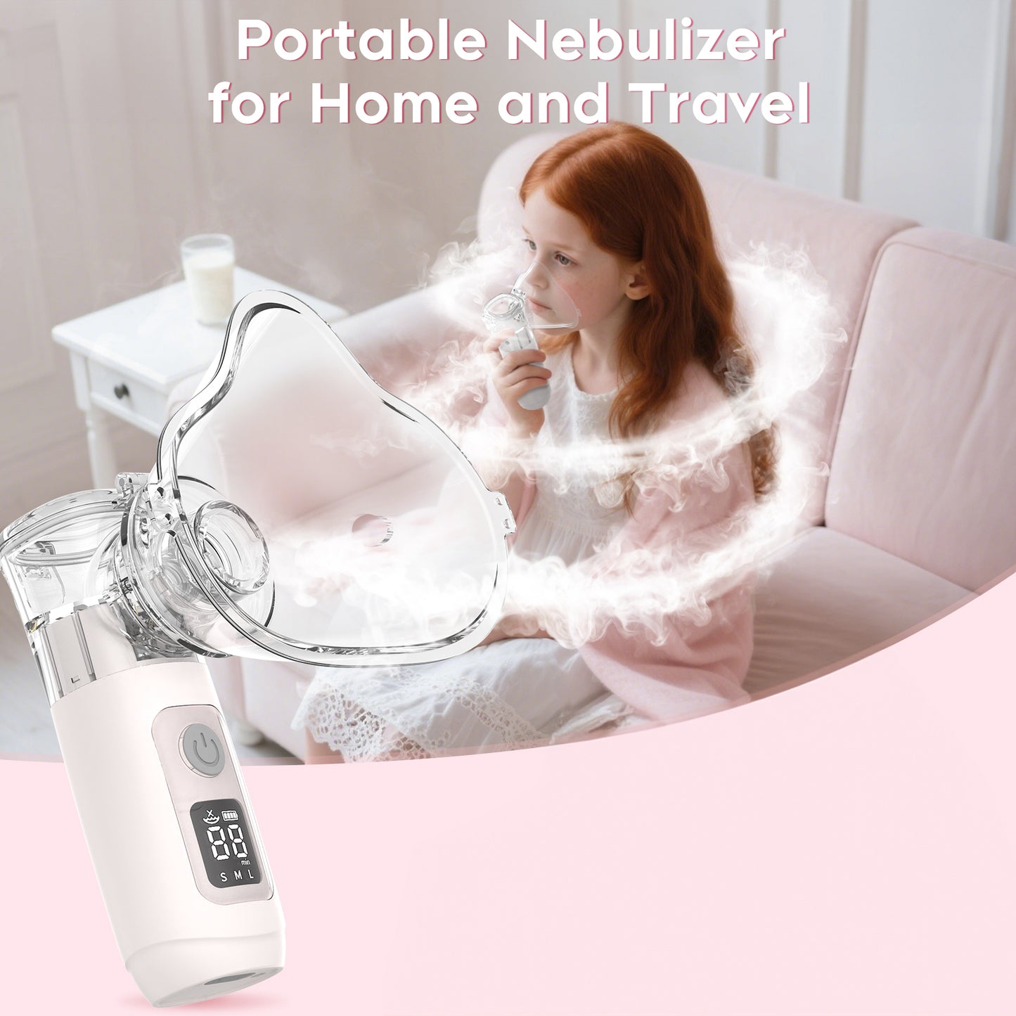 HERTURTI Smart Digital Display Portable Nebulizer for Adults and Kids, MISTY NEBULIZER with Mouthpiece and Mask - Rechargeable Nebulizer for Travel and Home Use, Take-Along Nebulizer for Kids